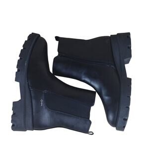 Sugar Kirk Black Faux Leather Casual Moto Streetwear Retro Emo Ankle Boots